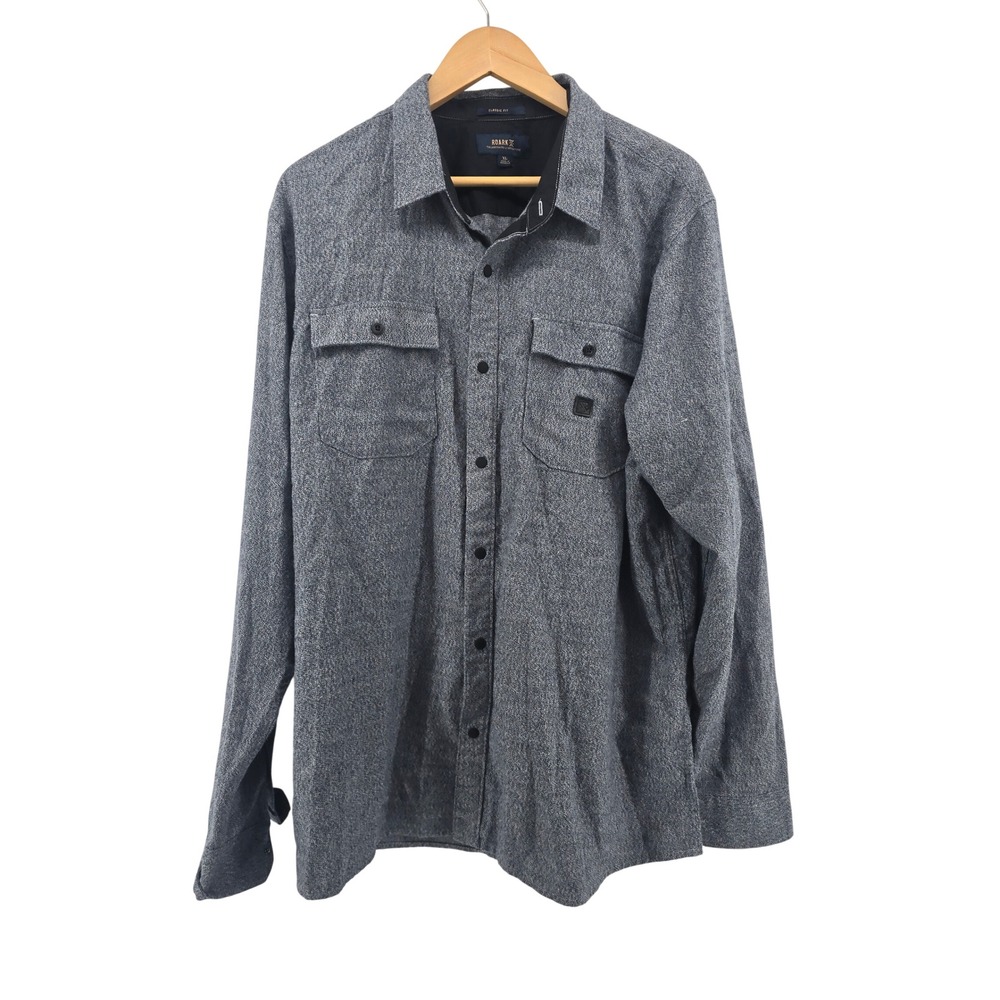 Roark Button Down Shirt Mens XL Gray Nordsman Classic Fit Cotton Blend Flannel